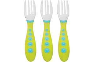 NUK Gerber Graduates Kiddy Cutlery Forks, Green, 3 Count