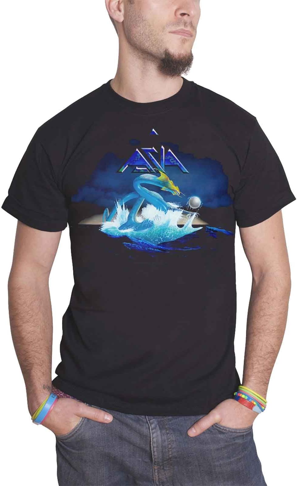 Asia T Shirt Serpent Band Logo Official Mens Black Size S