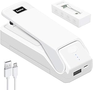ACOOLOO Mini Bag Sealer 5 in 1 Chargeable Portable Sealing Machine,Quick Handheld Heat Sealer for Plastic Bags and Food Storage Snacks with Cutter
