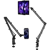 ULANZI T2 Adjustable Tablet Holder for Desk, Carbon Steel Tablet Stand for Bed, Flexible Tablet Arm Clamp Compatible with iPa