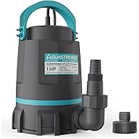 Aquastrong Sump Pump 1 HP 4500 GPH Submersible Water Pump Thermoplastic Portable Utility Pump High Flow Water Removal for Swi