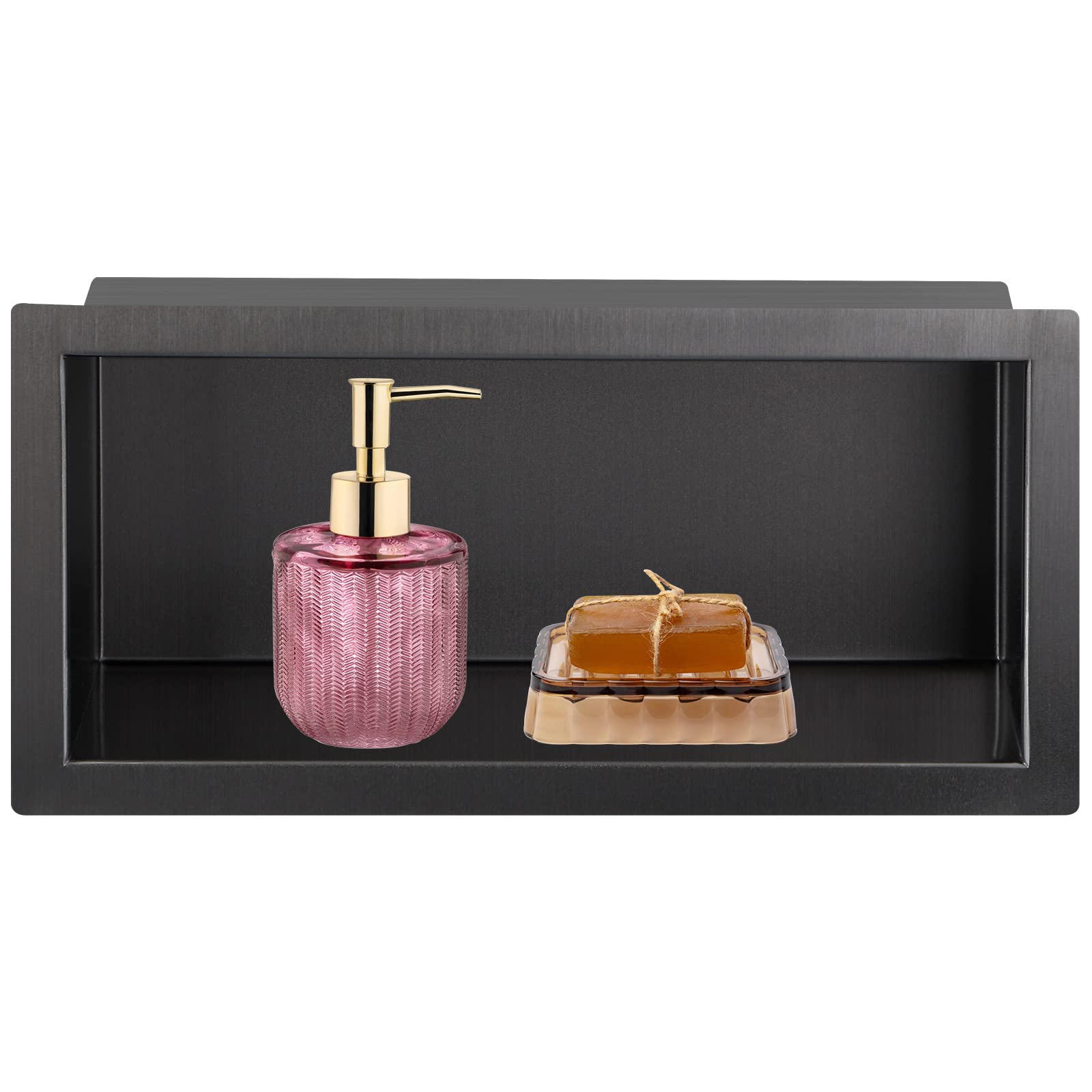 Skelang Shower Niche 304 Stainless Steel, 30×15cm Shower Recessed Shelf, Insert Bathroom Storage for Shampoo, Soap, Toiletries