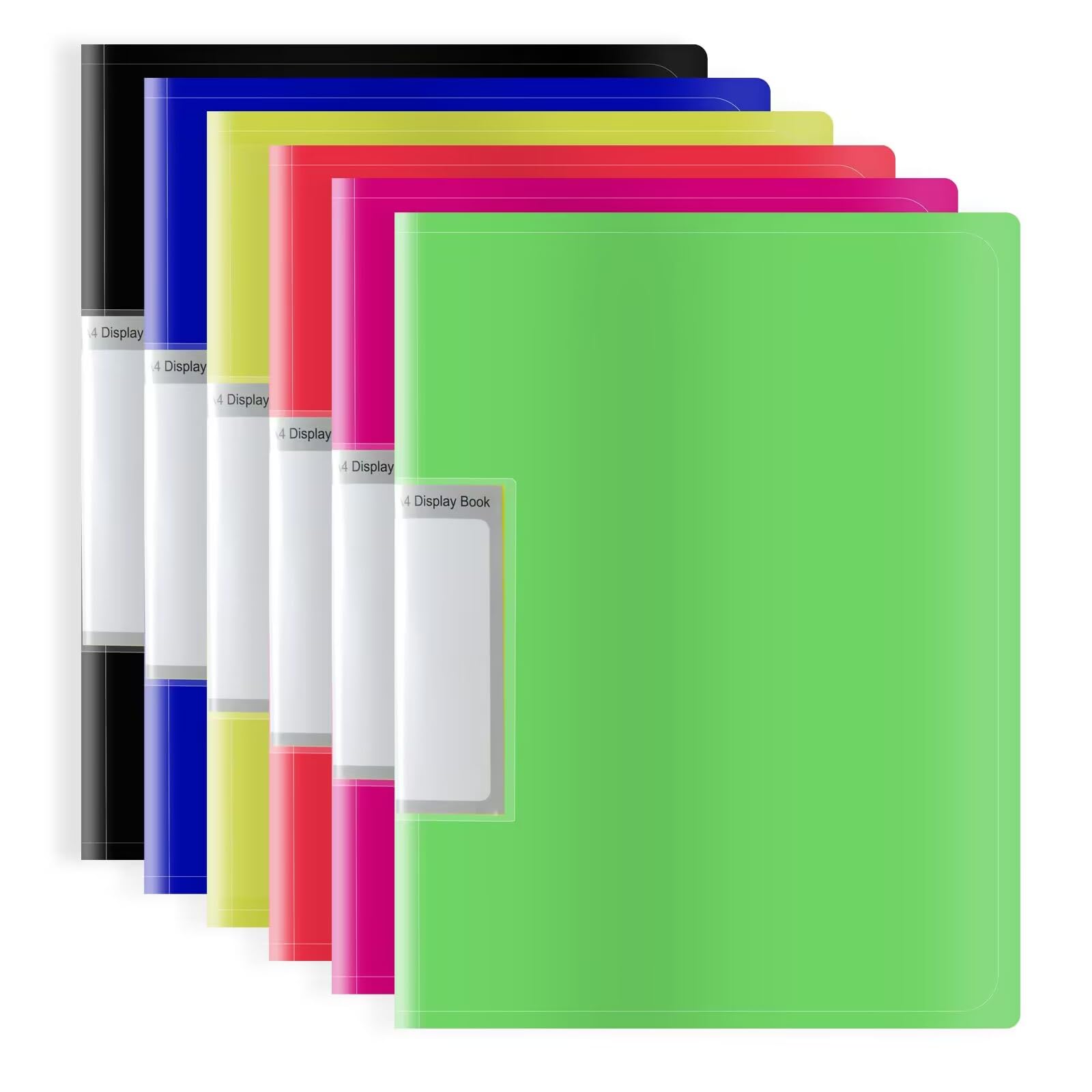 FOSHISY 6 Pack A4 Presentation Display Book, A4 Display Folder with Pockets, Polly Pocket Folder with 30 Sleeves 丨350 Micron Cover with 30 Micron Pages