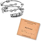 LNIEER Morse Code Rings for Women Men Funny Inspirational Gifts Stainless Steel Fidget Rings for Anxiety Anxiety Ring with Beads Spinner Ring Fidget Ring Message Friendship Gifts Jewelry Birthday Gifts