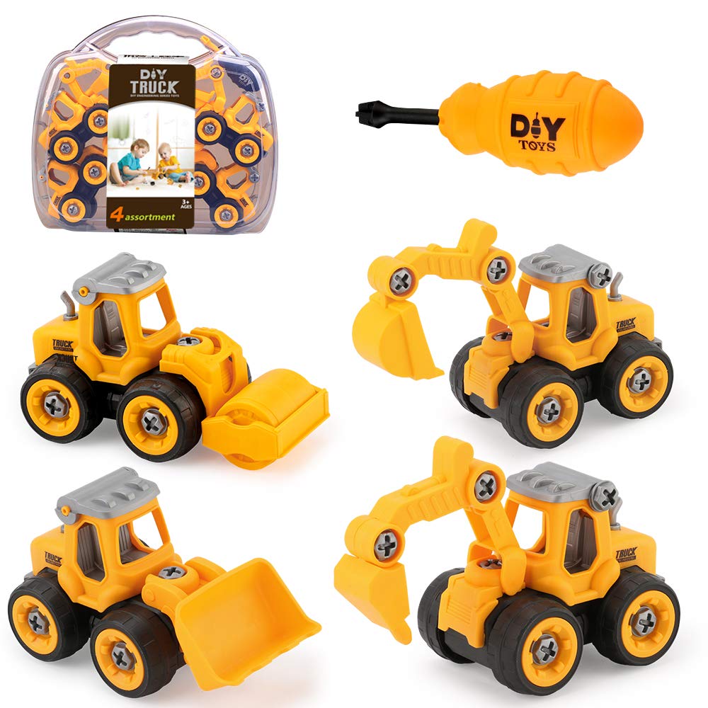 JoyGrow DIY Take Apart Truck Car Toys for 3 4 5 6 7 Year Old Boys Girls, Construction Engineering STEM Learning Toys Building Play Set for Kids Children (Yellow)