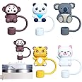 5PCS Straw Cover Cap for Stanley Cup, Silicone Cute Animal Straw Topper for Stanley 30&40 Oz Tumbler with Handle, 10mm 0.4in Dust-Proof Reusable Straw Tips Lids. (Color 9)