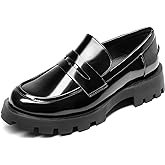 DREAM PAIRS Womens Loafers, Lug Sole Slip On Platform Chunky Penny Loafers for Women Dressy and Work, Business Casual Shoes for Women