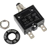 HUAREW 10 Amp Push Button Circuit Breaker 125-250V AC 50V DC | L1 Series Manual Reset Thermal Circuit Breaker 10A Thermal Overload Protector