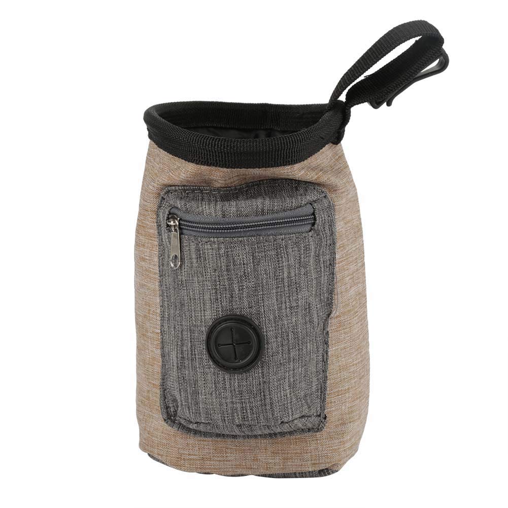 Pssopp Dog Treat Bag for Obedience Training - Waist Pouch with Built-in Poop Bag Dispenser, Multi-Functional Pet Reward Storage for Dogs (Brown)