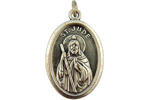 GLEAMIQUE Religious Gifts Silver Toned Base Saint Jude Patron of Lost Causes Pendant Medal, 1 Inch