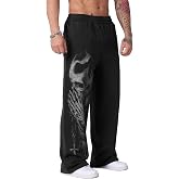 UPLXR Men's Graphic Sweatpants Gothic Punk Streetwear Joggers Gym Workout Lounge Pants with Pockets