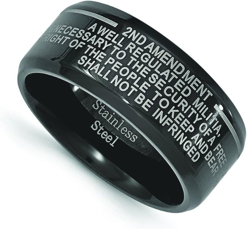NRA Stainless Steel Black IP 2nd Amendment Ring