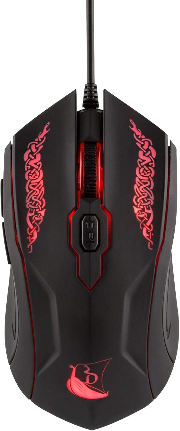 Konix Drakkar Shaman Gaming Mouse, Black and Red