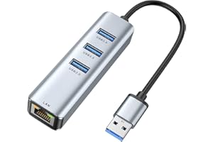 USB 3.0 to Ethernet Adapter,ABLEWE 3-Port USB 3.0 Hub with RJ45 10/100/1000 Gigabit Ethernet Adapter Support Windows 10,8.1,Mac OS, Surface Pro,Linux,Chromebook and More