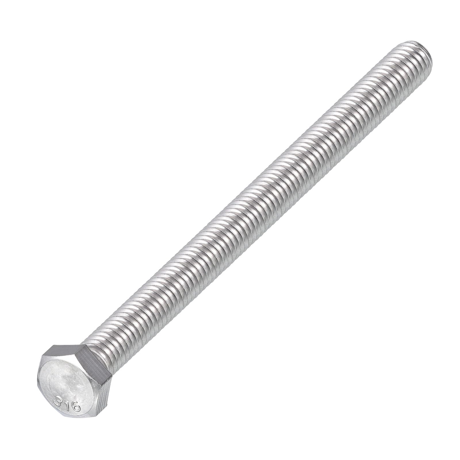 METALLIXITY Hex Head Screw Bolt (3/8-16 x 5-1/2") 1Pcs, 316 Stainless Steel, Fully Threaded, External Hex Drive, Bright Finish, Hex Head Screw Bolt, Silver — image 1