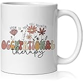 BEHIFL Occupational Therapy Gifts Coffee Mug, OT Occupational Therapist Gifts, Floral Mental Health Therapy Ceramic Coffee Tea Cup Mug 11oz