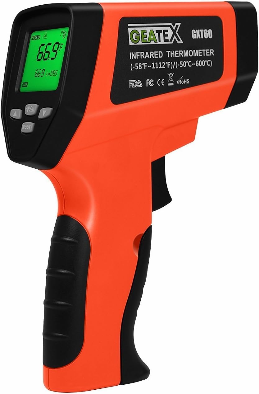 Geatex Professional Lasergrip GXT60 Non-contact Digital Infrared Thermometer, Dual Laser Distance Spot Ratio: 16:1