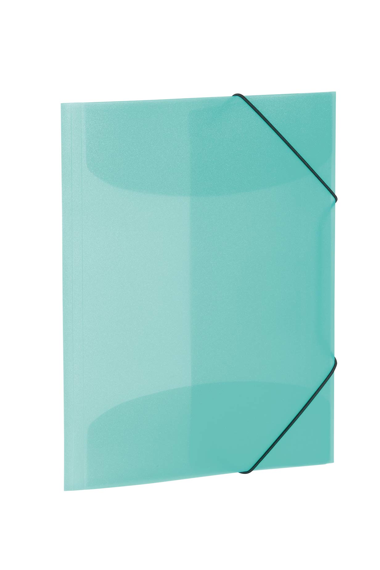 HERMA 19584 Portfolio Folders A3 Translucent Turquoise, Pack of 3, Children's Plastic Corner Folder with Inner Flaps and Elastic Band, Sturdy Plastic Folders Set for Boys and Girls