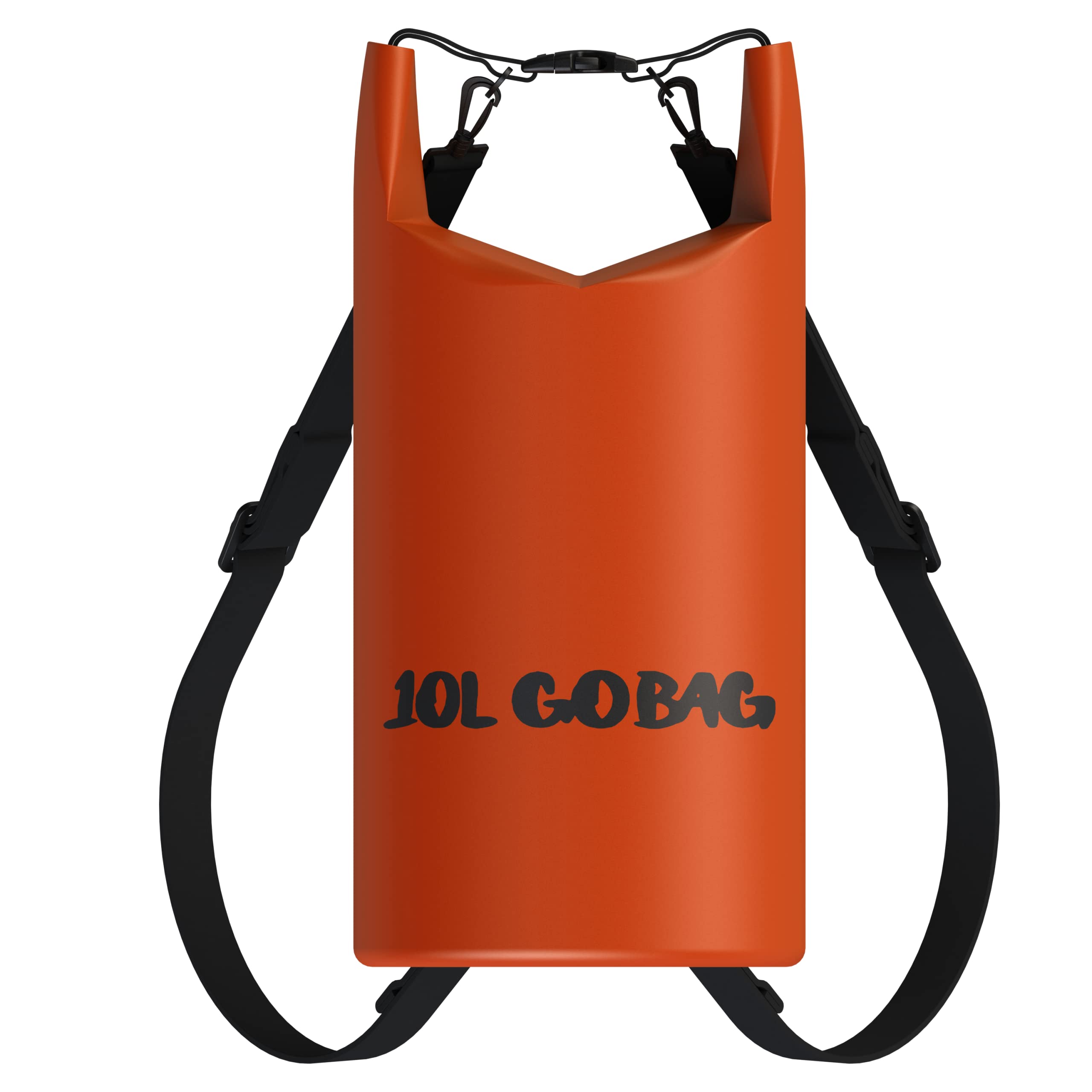 iChewie - Go Bag - Waterproof Dry Bag - Roll Top Compression Sack Keeps Gear Dry for Kayaking, Beach, Rafting, Boating, Hiking, Camping, Fishing, and More - 10L Orange