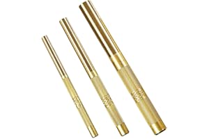 Tektall 61360 Brass Drift Punch Set, 3/4-Inch 1/2-Inch 3/8-Inch 3/4'' 1/2'' 3/8'' Hand Tool Punches Tools for Home use