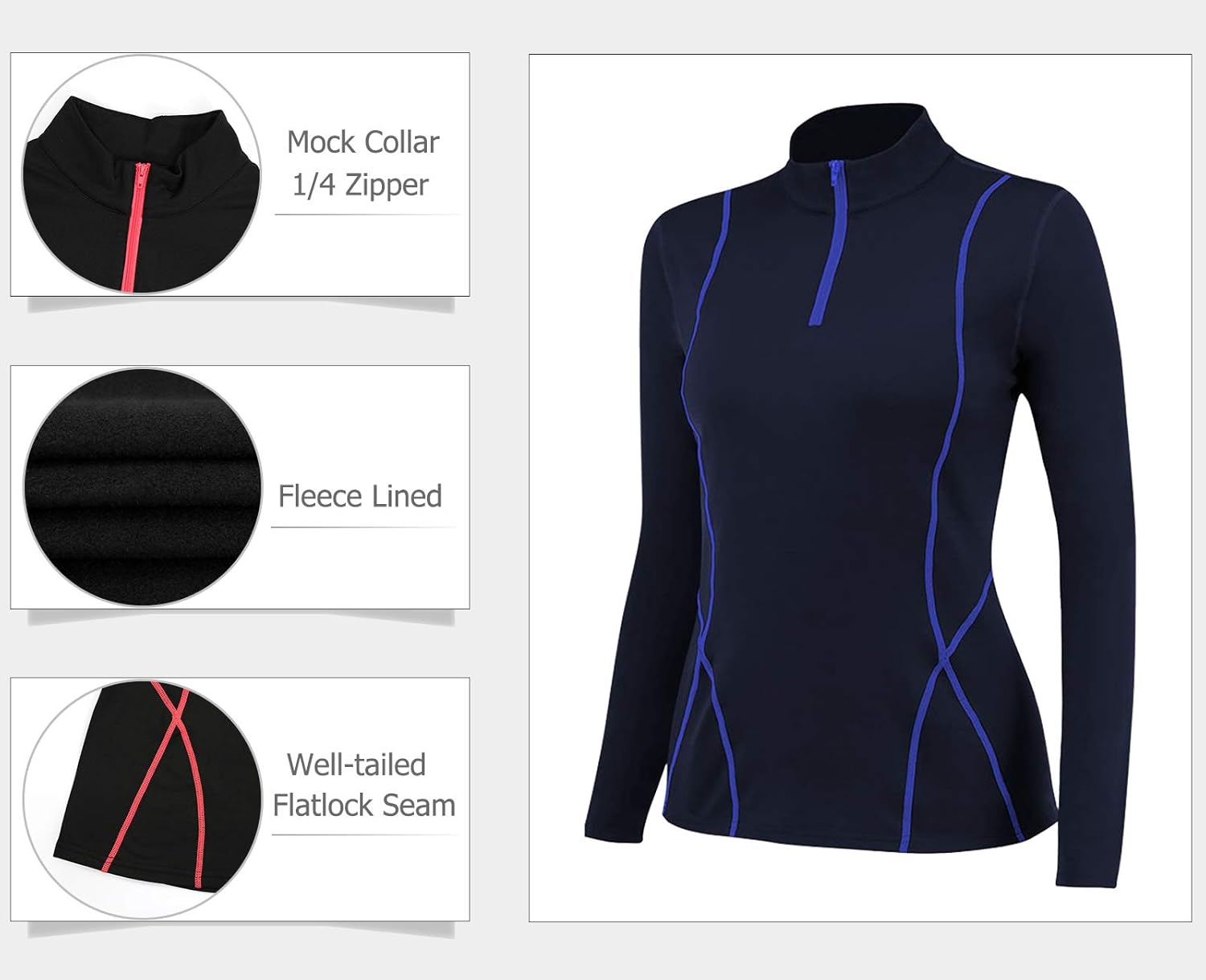Womens Pullover 1/4 Zip Running Jacket Long Sleeve Workout Tops with Thumb Holes Yoga Shirts: Clothing