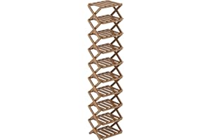 Shoe Organizer - 10-Tier Foldable Wooden Storage Shelf, Large Capacity Standing Shoe Rack | Rack Organizer for Living Room Ha