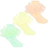 Durio Girls Ruffle Socks Toddler Baby Girl Socks With Big Double Lace Colorful Frilly Dress Socks for Toddler Girls Kids