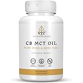 VTC VitaTradingCo. C8 MCT Oil Capsules | Naturally Derived Caprylic C8 Supplement | Coconut Oil Pills | Sustained Energy | Keto Friendly, Non GMO | 100 Softgels