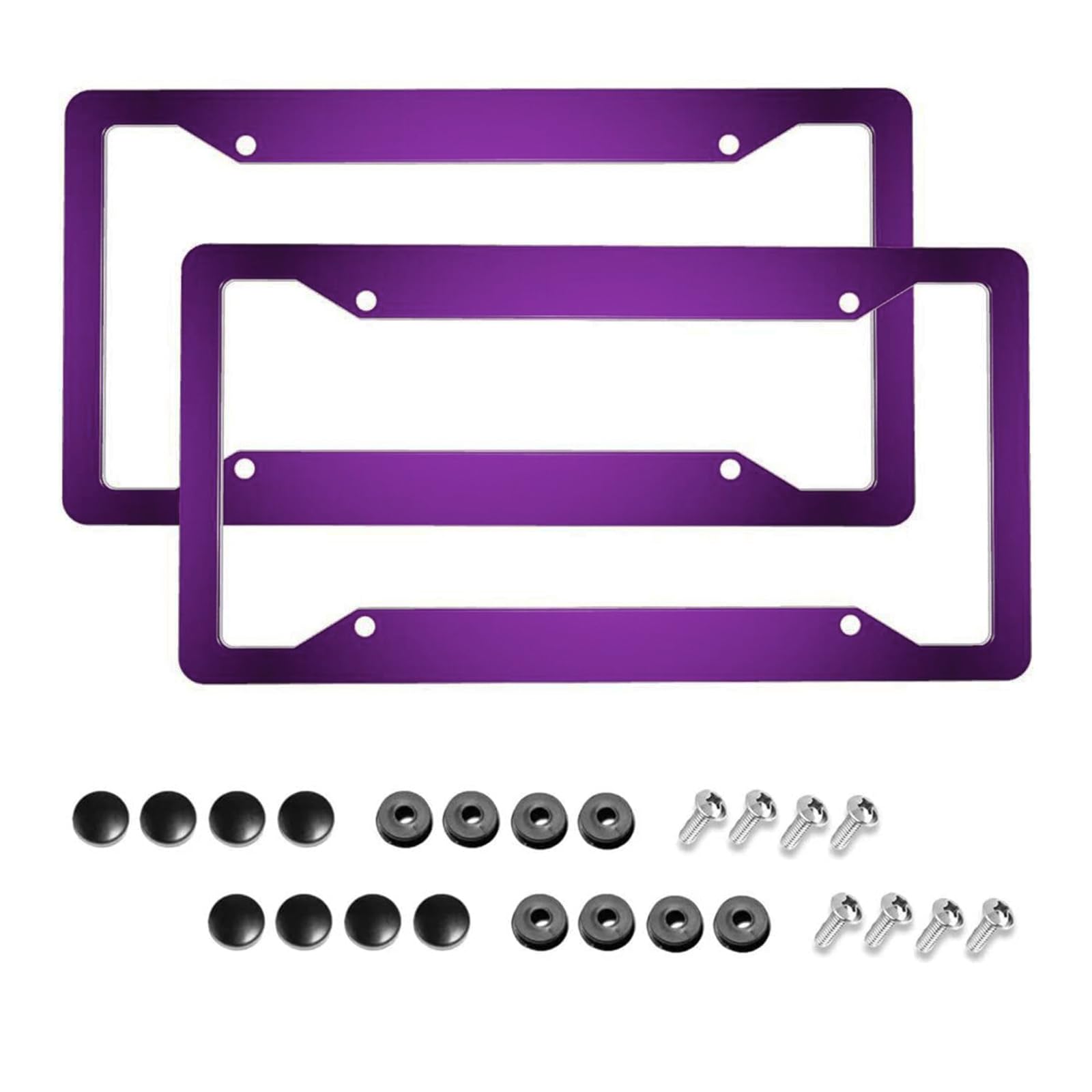 Photo 1 of License Plate Frame Car Accessories Aluminum Metal License Plate Holder, Weather Proof, Rust-Proof Universal Size (Purple)