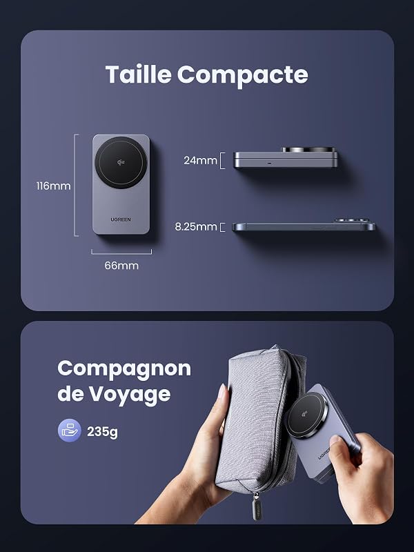 MagFlow Qi2 15W Certifié Chargeur Induction iPhone 2 en 1 MagSafe