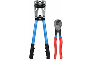 IWISS iCrimp Battery Cable Lug Crimping Tool for 8, 6, 4, 2, 1, 1/0 AWG Heavy Duty Wire Lugs, Battery Terminal, Copper Lugs with Wire Shear Cutter