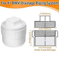4" PVC Sewer Cleanout Adapter with Plug Pipe