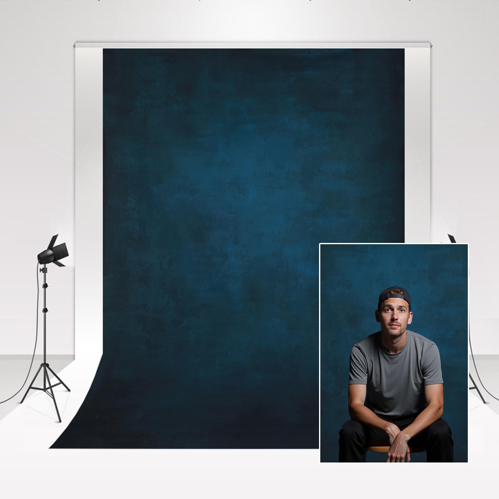 Kate Dark Blue Backdrop 2x3m Retro Abstract Texture Photo Background for Portrait Photography Shoots Prop