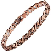 Feraco Copper Bracelets for Women, 99.99% Pure Copper Magnetic Bracelets with Effective Neodymium Magnets, Adjustable Jewelry Gift with Sizing Tool
