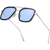 aisswzber Tony Stark Sunglasses Vintage Square Metal Frame for Men Women -Iron Man and Spider-Man Vintage Sun Glasses