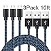 Akaho Micro USB Cable,3Pack 10FT Extra Long Nylon Braided High Speed 2.0 USB to Micro USB Charging Cables Android Fast Charger Cord for Samsung Galaxy S7 Edge/S6/S4,Note 5/4/3,HTC,Tablet(Black Red)