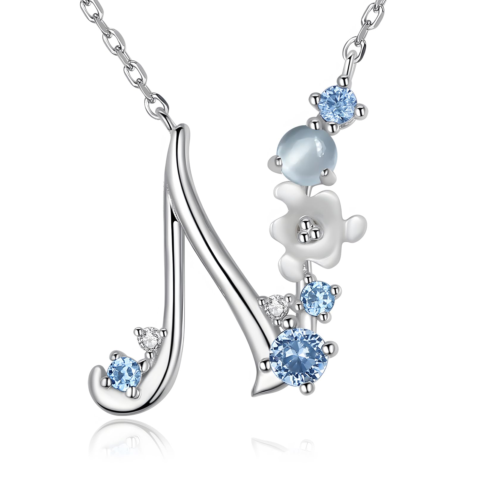 VIKI LYNN Letter N Initial Necklace 925 Sterling Silver Cubic Zirconia Personalised Gifts for Girls — image 1