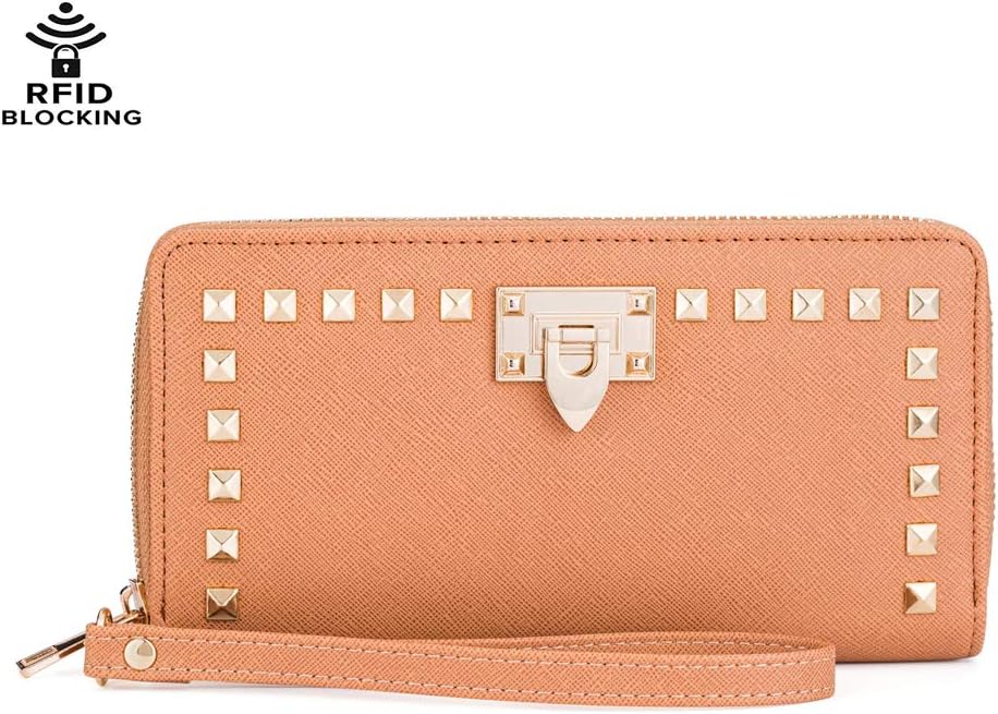 Heaye Emblem Wristlet Wallet for Women with Wrist Strap RFID Blocking Zip Around