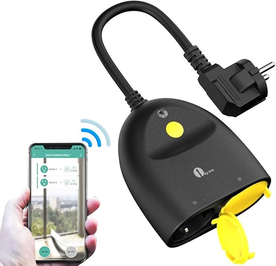 1byone Enchufe inalámbrico para exterior, 1 BY ONE resistente al agua