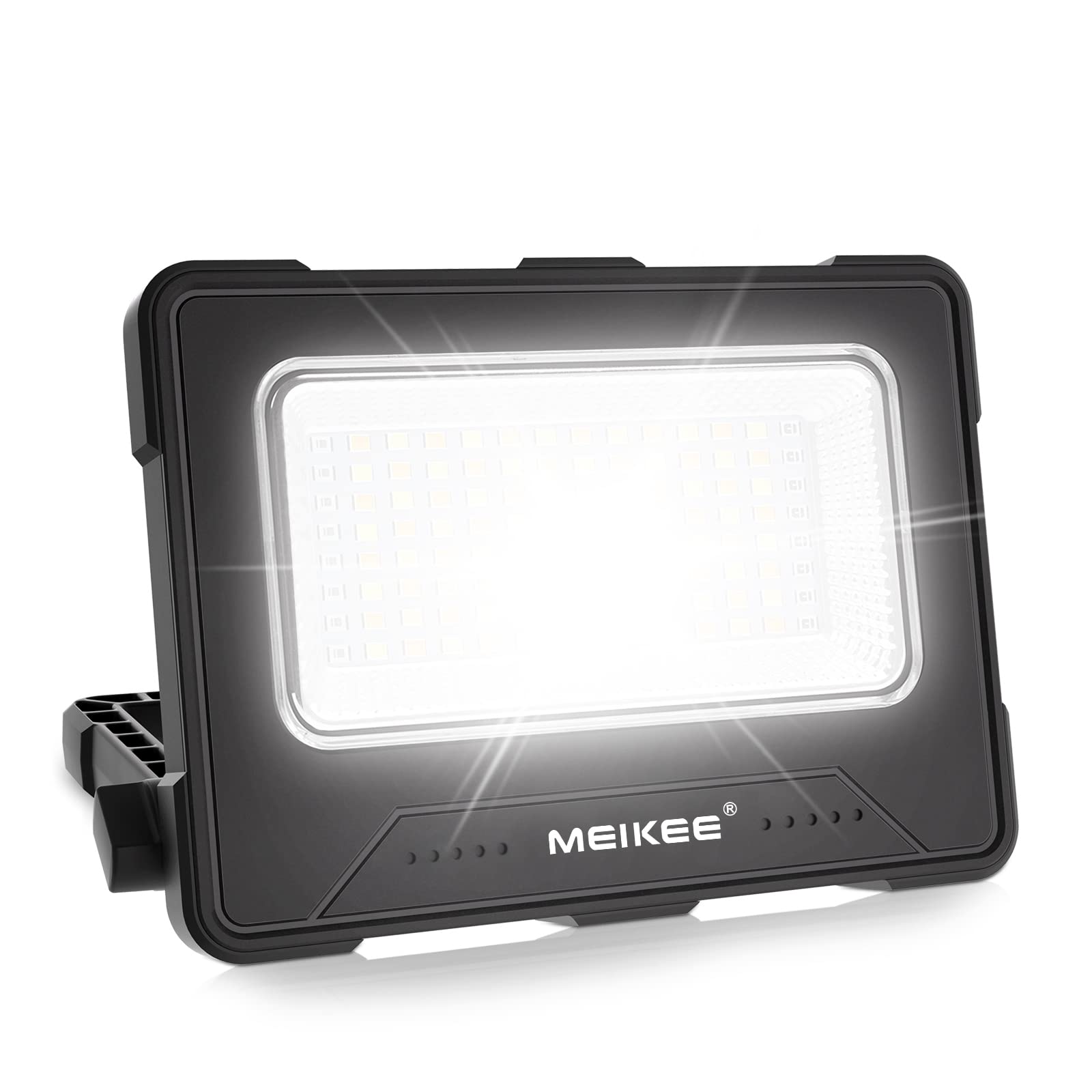 MEIKEE 80W Rechargeable Portable Camping Work Light 1000 Lumen 10000mAh Solar Floodlight Adjustable Folding LED for Emergency, Car Repair, Hiking, Cycling, Fishing, Job Site