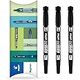 Pilot Twin Marker Pen - Permanent 2-in1 Markers - Fine & Extra Fine Dual Tips - 76% Recycled Begreen Range (Black, 3 Pack)