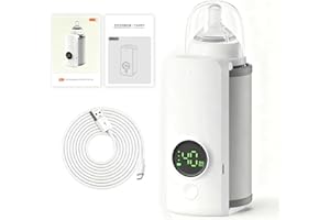 Bottle Warmer, Rechargeable Fast Heating, Portable Wireless Baby Milk Warmer, 3-Temp Settings, Auto Heat Mode, Constant Tempe