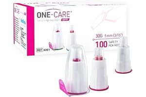 ONE-CARE Opti Safety Pen Tips 30G x 5 mm - Extra-Thin Wall Technology, Universal Fit Design - Box of 100