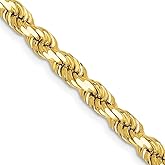 10k Yellow Gold 4.5mm Diamond-Cut Rope Chain Necklace 18" to 30"