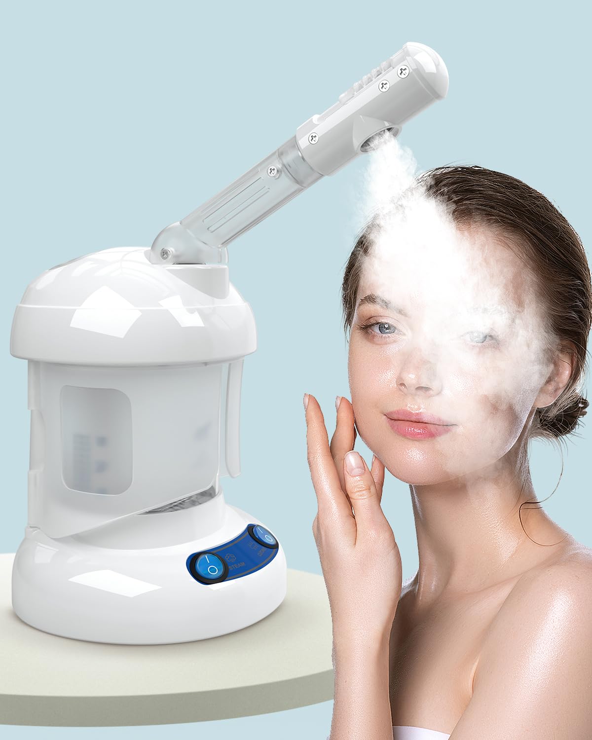 Photo 1 of Tabletop Facial Steamer - Kingsteam Nano Ionic Face Steamer with 360° Rotating Arm, Moisturize, Remove Blackheads, Portable Facial Steamer for Home Facial Spa or Beauty Salon, White