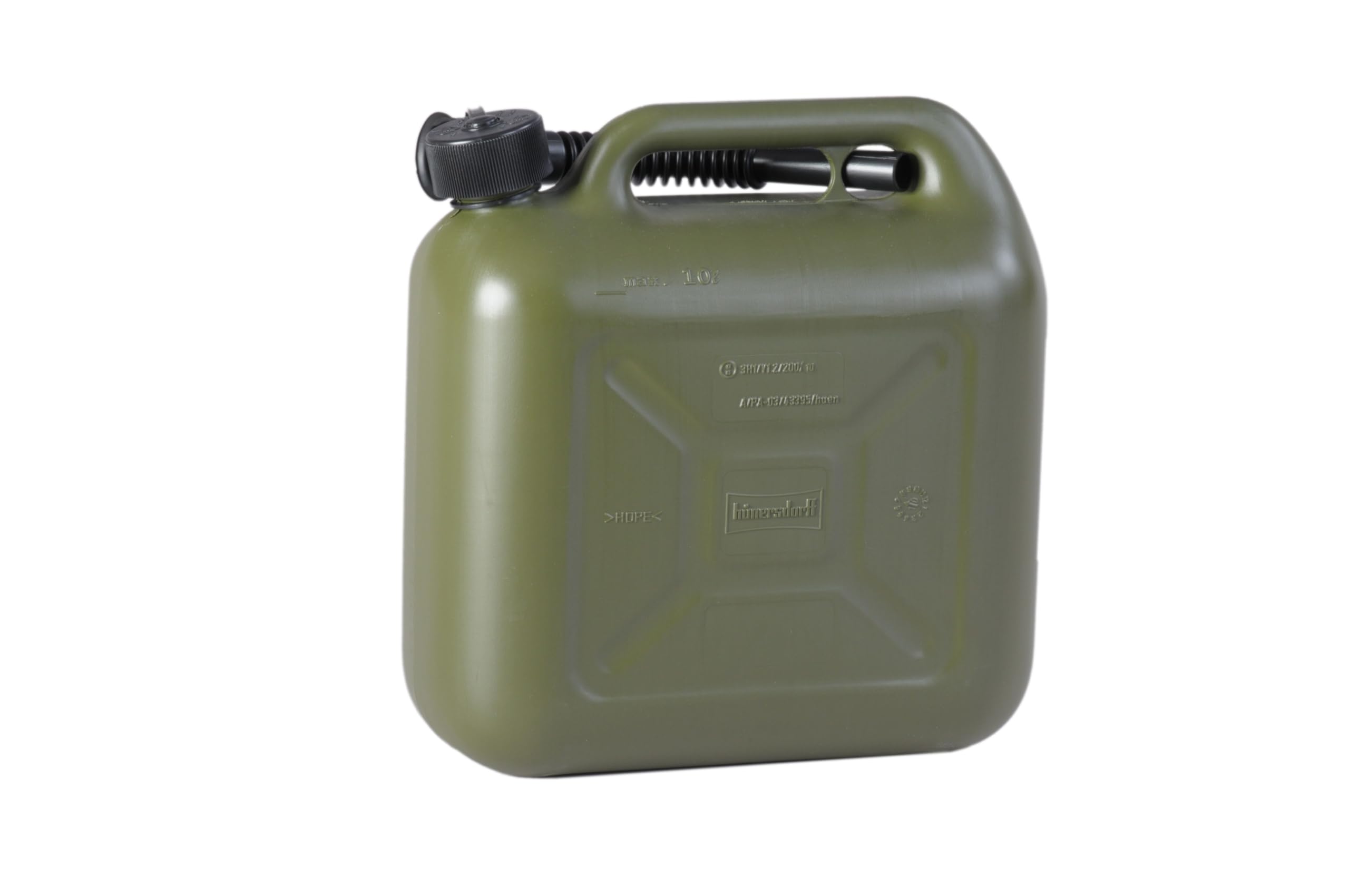 hünersdorff Fuel Canister 812869 Standard 10 L for Petrol, Diesel and Other Dangerous Goods, UN Approval, Made in Germany, TÜV-Tested Production, Olive