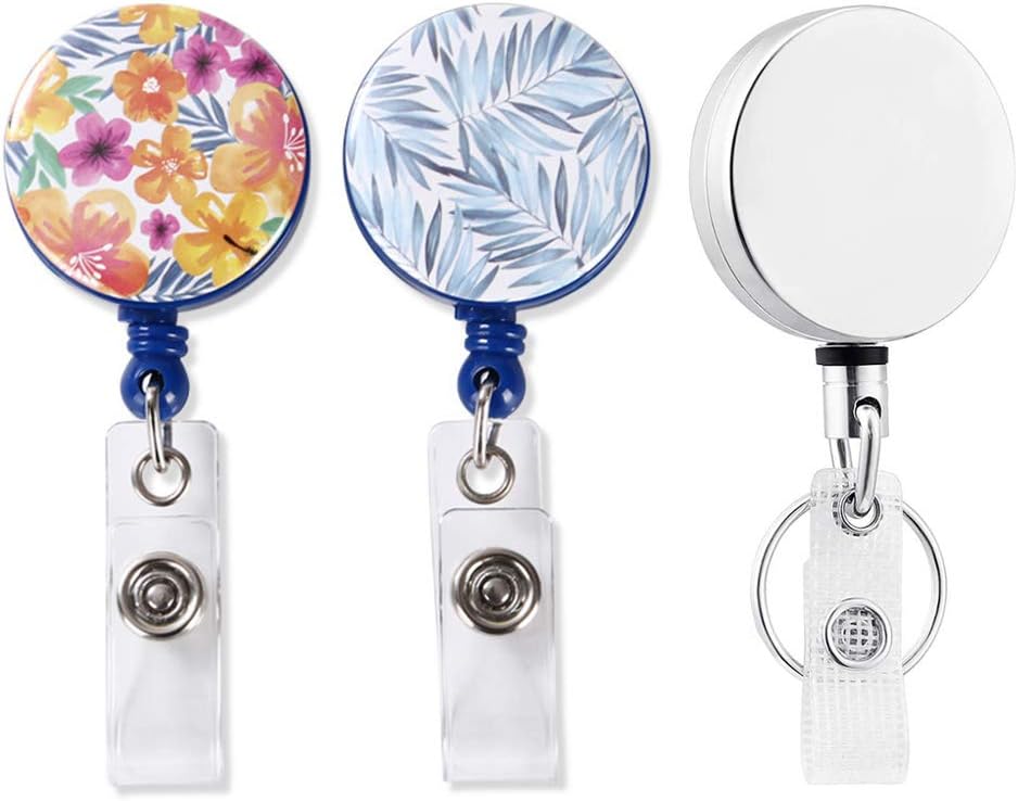 ID Badge reels, Heavy Duty ID Card Holders with Clip, Retractable Badge Holder for Office Worker Doctor Nurse (3 Pack)