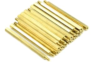 Hxchen M3 x 60mm + 6mm Male Female Thread Brass Hex Standoff Spacer Screws PCB Pillar - (20 Pcs)