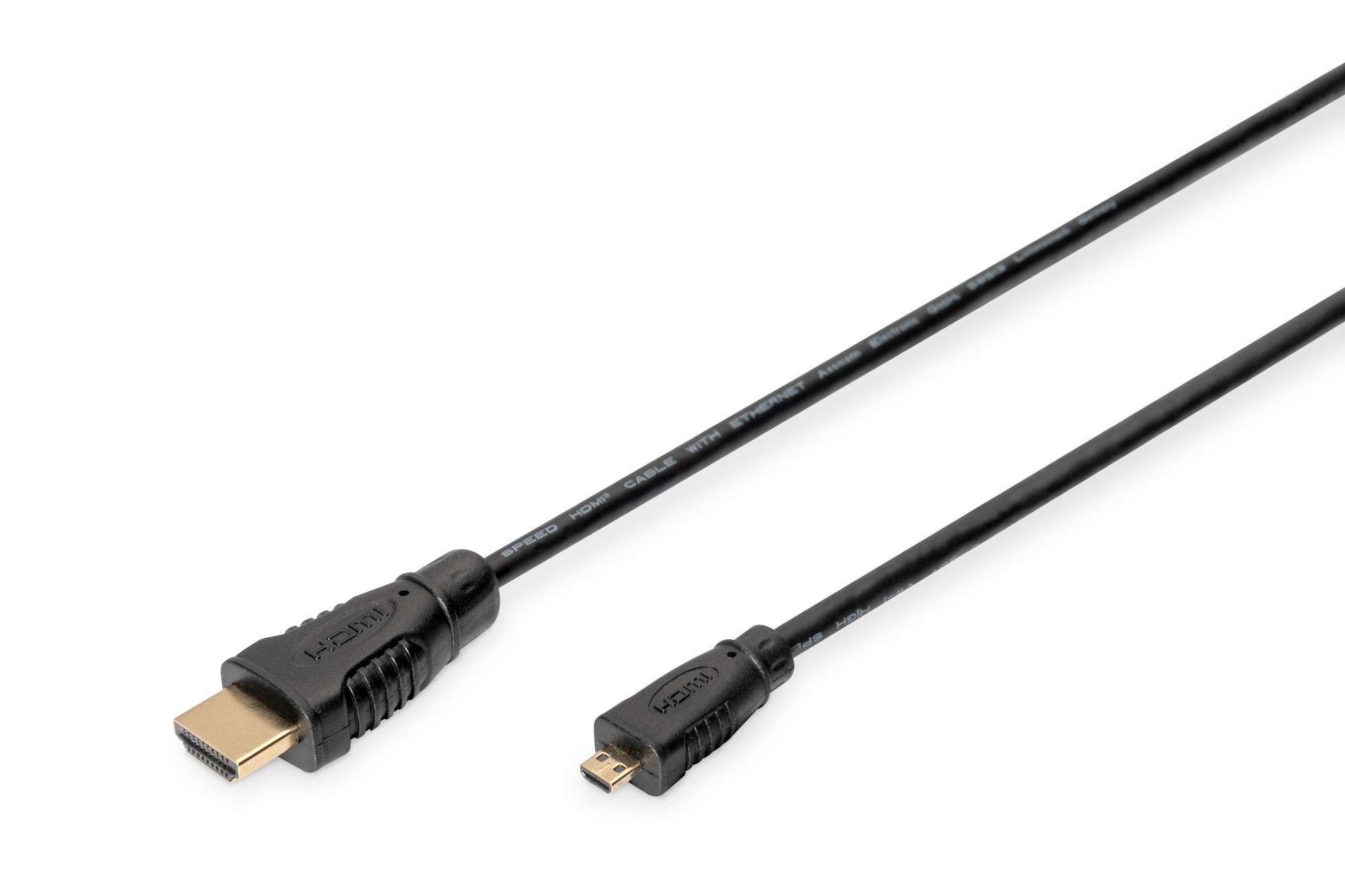 DIGITUS HDMI High Speed Connection Cable, Type A M/M - 1.0m - with Ethernet Channel - Full HD 1080p/60Hz - Compatible with TV/Projector/Monitor - Gold-Plated Contacts - Black