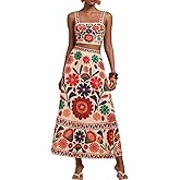 REASERAL Womens Printed Skirt Outfits Floral Halter Crop Top A Line Maxi Skirt Casual Going Out Sets